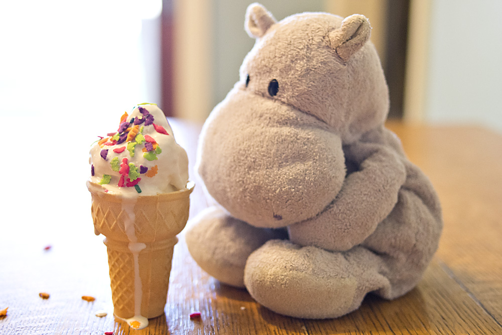 Tiny Hippo with Cone