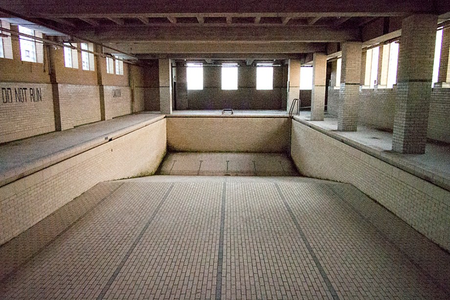 Old pool in the basement of the gym The old pool in the basement of the gym