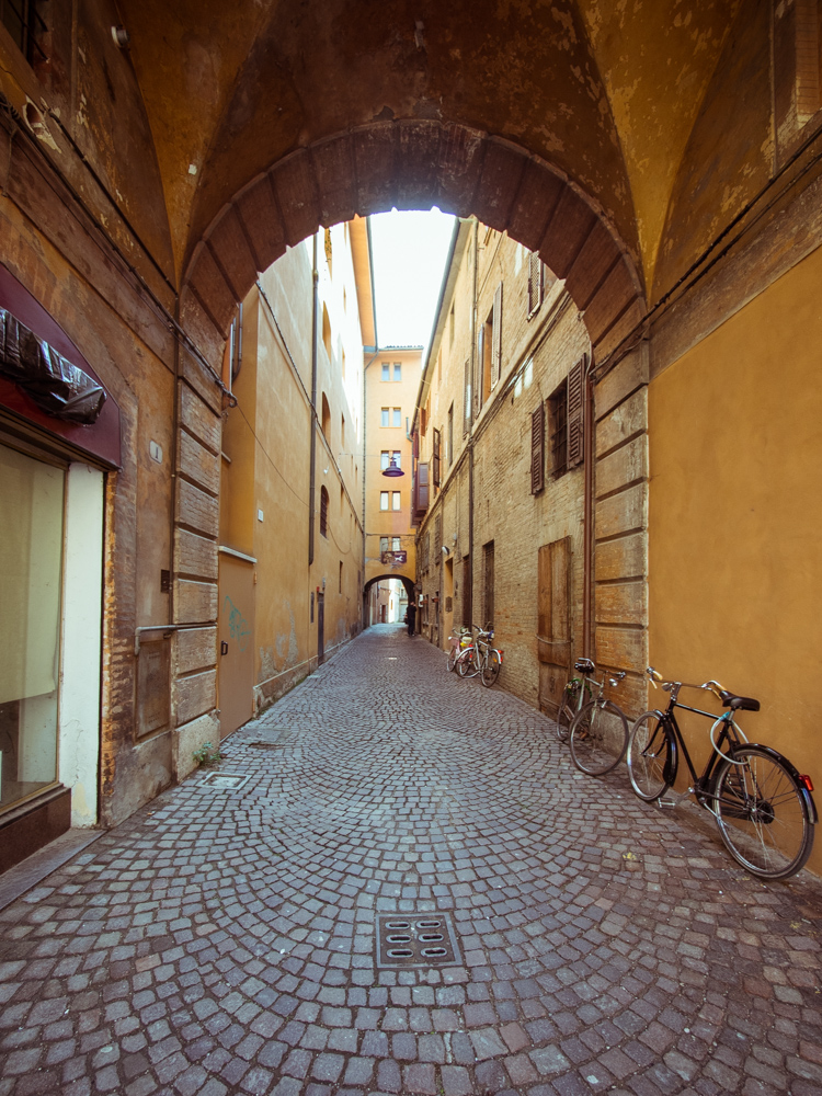 Lane of Ferrara Lined with Bicycles