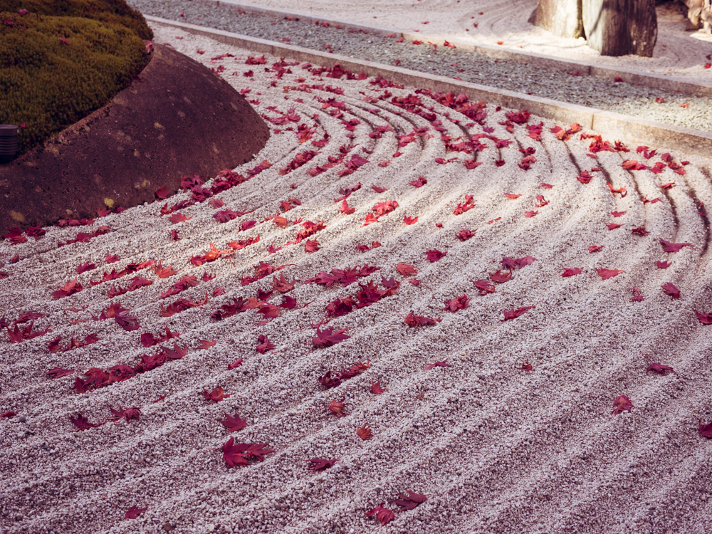 Gravel design in rock garden